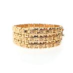 18 Krt. Gouden brede armband; Vintage floral | 19 cm, Ophalen of Verzenden, Gebruikt, Overige kleuren, Goud