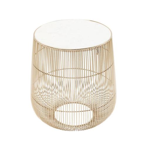 *WOONWINKEL* Kare Design Beam White Tafeltje Goud Met Wit Ma, Huis en Inrichting, Tafels | Bijzettafels, Nieuw, Verzenden
