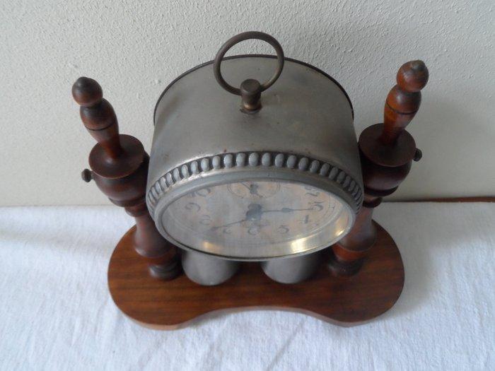 Wekker - Antiek Zink, hout, ijzer, nikkel, glas - 1910-1920, Antiek en Kunst, Antiek | Klokken