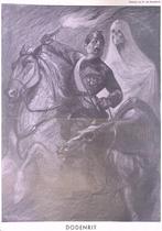 Spotprent met de Dood te paard die man achtervolgt (Lithos), Antiek en Kunst, Kunst | Litho's en Zeefdrukken, Verzenden