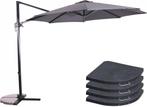 Zweefparasol Libra Grijs Ø300 cm - inclusief 4 parasoltegels, Ophalen of Verzenden, Nieuw