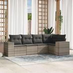 vidaXL 5-delige Loungeset met kussens poly rattan lichtgrijs, Verzenden, Nieuw, Rotan, Loungeset
