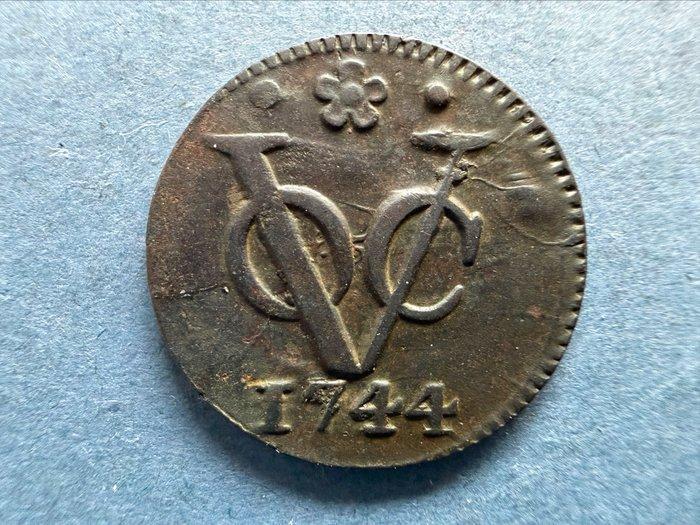 Nederlands-Indië. VOC duit 1744 Holland (overslag over, Postzegels en Munten, Munten | Nederland