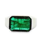 Ring Platina - 6.55ct. tw. Smaragd, Sieraden, Tassen en Uiterlijk, Ringen, Nieuw