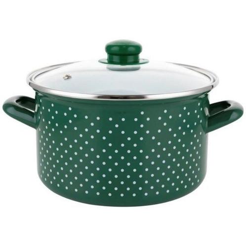 Emalia Retro Green klassieke geëmailleerde kookpan met, Huis en Inrichting, Keuken | Potten en Pannen, Ophalen of Verzenden