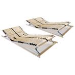 vidaXL Lattenbodems 2 st met 28 latten 7 zones 90x200 cm, 90 cm, Eenpersoons, Bruin, Verzenden