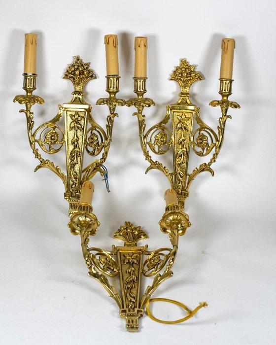 Wandkandelaar (3) - goudkleurig metaal, Antiek en Kunst, Curiosa en Brocante