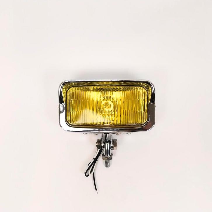 Koplamp | Square | Chroom | Geel | 60s Style, Motoren, Onderdelen | Merk-onafhankelijk, Nieuw, Verzenden