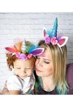 Eenhoorn Haarband Blauw Regenboog Tule Unicorn Diadeem Oortj, Nieuw, Carnaval, Ophalen of Verzenden, Accessoires