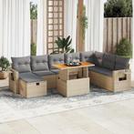 vidaXL 9-delige Loungeset met kussens poly rattan acacia, Tuin en Terras, Tuinsets en Loungesets, Verzenden, Nieuw, Rotan, Loungeset