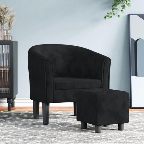 vidaXL Kuipstoel met voetenbank fluweel zwart, Huis en Inrichting, Fauteuils, Nieuw, Verzenden