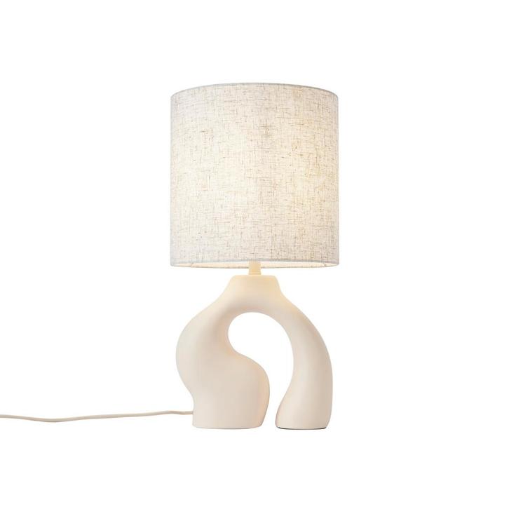 Japandi tafellamp beige met linnen kap - Dahlia, Huis en Inrichting, Lampen | Tafellampen, Nieuw, Kunststof, Minder dan 50 cm