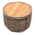 Sumatra grote ronde tafel met teakblad naturel rotan, Tuin en Terras, Ophalen of Verzenden, Nieuw