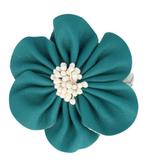 Haarspeld Duckklem Broche Bloem Leder Look 7,5cm Groen, Verzenden, Nieuw