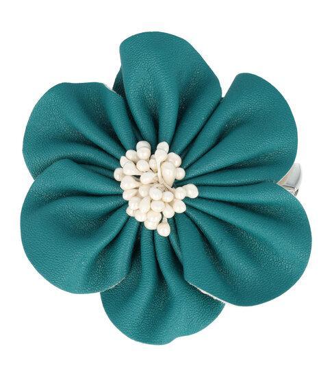 Haarspeld Duckklem Broche Bloem Leder Look 7,5cm Groen, Sieraden, Tassen en Uiterlijk, Uiterlijk | Haarverzorging, Verzenden