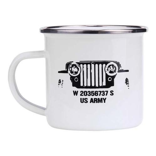 Emaille beker leger wit - US Army Jeep NIEUW, Huis en Inrichting, Keuken | Servies, Nieuw, Ophalen of Verzenden