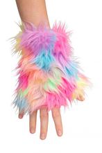 Vingerloze Handschoenen Pastel Regenboog Bont Handschoen Zon, Ophalen of Verzenden, Nieuw, Feestartikel, Carnaval