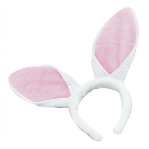 Witte bunny oren op diadeem - Haarbanden, Hobby en Vrije tijd, Feestartikelen, Ophalen of Verzenden