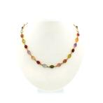 18 Krt. Gouden ketting met een mix van edelstenen | 43 cm, Sieraden, Tassen en Uiterlijk, Kettingen, Gebruikt, Overige kleuren