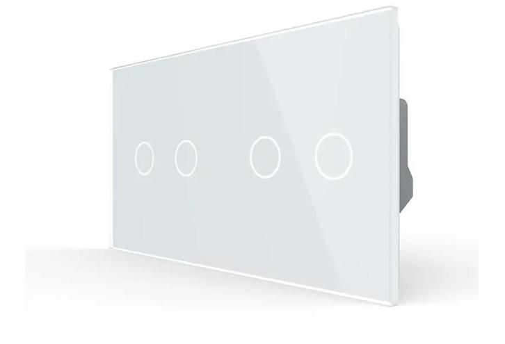 Livolo Touch Schakelaar 2+2 | Wit | Puls | Modern |, Doe-het-zelf en Verbouw, Elektra en Kabels, Schakelaar, Nieuw, Ophalen of Verzenden