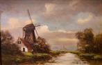 Hollandse school (XX) - Zomerlandschap met molen, Antiek en Kunst, Kunst | Schilderijen | Klassiek