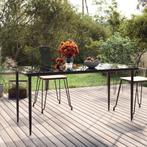 vidaXL Tuintafel 160x80x74 cm staal en gehard glas zwart, Verzenden, Nieuw, Metaal