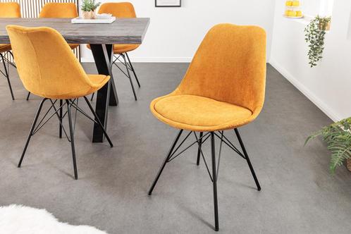 Design stoel SCANDINAVIA MEESTERSTUK mosterdgeel koord zwart, Huis en Inrichting, Fauteuils, Ophalen of Verzenden