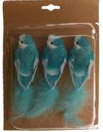 Prachtige Vogeltjes op clip 5.5x4.5x17cm 3pc  BLAUW, Nieuw, Ophalen of Verzenden