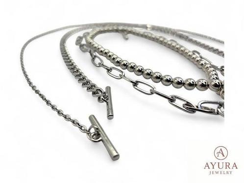 Dames halsketting - set van 4 - Zilverkleurig of Goudkleurig, Sieraden, Tassen en Uiterlijk, Kettingen, Zilver, Nieuw, Met hanger