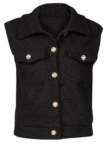Gilet Bouclé Zwart, kort damesvest beschikbaar voor biedingen