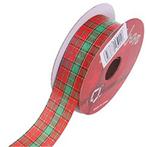 Kerstlint Tartan 25mm RED/GREEN/GOLD rol 10yard Kerstlint, Ophalen of Verzenden, Nieuw
