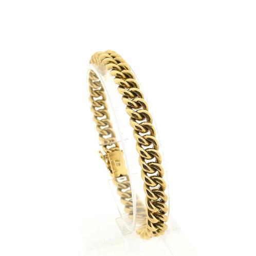 18 Krt. Gouden gourmetschakel armband | 19,5 cm, Sieraden, Tassen en Uiterlijk, Armbanden, Overige kleuren, Gebruikt, Goud, Ophalen of Verzenden