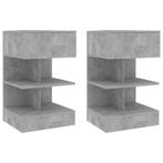 vidaXL Nachtkastjes 2 st 40x35x65 cm spaanplaat betongrijs, Verzenden, Nieuw, Hout