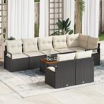vidaXL 9-delige tuinbank met kussens in zwart van poly, Tuin en Terras, Tuinsets en Loungesets, Verzenden, Nieuw, Rotan