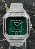 Cartier Santos - Green Dial - Arab - Iced Out - Diamonds, Sieraden, Tassen en Uiterlijk, Horloges | Heren, Nieuw, Overige merken
