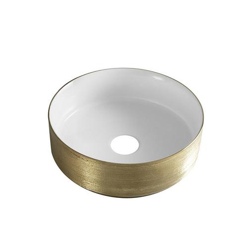 Waskom BWS Dink 36x36 Cm Rond Geborsteld Goud / Glans Wit, Doe-het-zelf en Verbouw, Sanitair, Overige typen, Nieuw, Ophalen of Verzenden