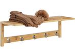 Veiling - Wandplank met 5 haken - bamboe - 18 x 62 x 16 cm, Huis en Inrichting, Nieuw