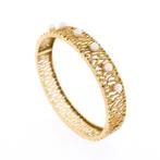 Gouden fantasie slaven armband met parels (schakelarmband), Sieraden, Tassen en Uiterlijk, Armbanden, Gebruikt, Ophalen of Verzenden