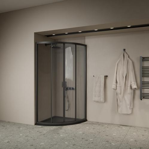 Douchecabine BWS Ola 80x80x190 cm Kwartrond Schuif Zwart, Doe-het-zelf en Verbouw, Sanitair, Douche, Nieuw, Ophalen of Verzenden