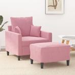 vidaXL Fauteuil met voetenbank 60 cm fluweel roze, Eenpersoons, Verzenden, Nieuw, Minder dan 150 cm