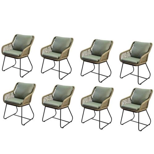 Savona dining tuinstoel rope olijf groen set van 8, Tuin en Terras, Tuinstoelen, Nieuw, Ophalen of Verzenden