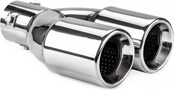 Universeel RVS uitlaat sierstuk eindstuk - 2x74mm - MT 008 -, Auto diversen, Auto-accessoires, Zo goed als nieuw, Ophalen of Verzenden