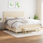 vidaXL Boxspring met matras stof crèmekleurig 160x200 cm, Verzenden, Stof, 160 cm, Nieuw