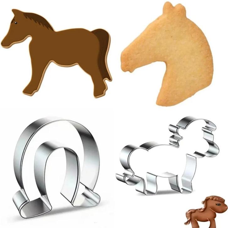 4 verschillende paarden koekjes vormen, Hobby en Vrije tijd, Taarten en Cupcakes maken, Taarten of Cupcakes, Nieuw, Bakvorm, Verzenden