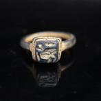 Byzantijns Brons Ring - met gegraveerde vogel (Zonder, Sieraden, Tassen en Uiterlijk