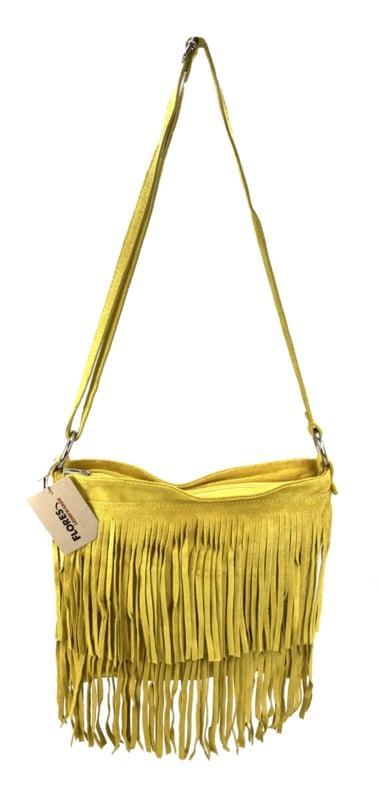 Back to the Sixties Suede Franje tas (mosterdgeel), Sieraden, Tassen en Uiterlijk, Tassen | Schoudertassen, Nieuw, Verzenden