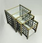 Set bijzettafels - Bamboe, Glas - Set van drie tafeltjes