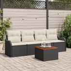 vidaXL 5-delige tuinsofa set met kussens zwart poly riet, Verzenden, Nieuw, Rotan