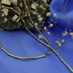 Bicolor gouden staafjes schakelketting, Ophalen of Verzenden, Gebruikt, Overige kleuren, Goud