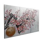 Ksavera - Japanese sakura J406 - silver triptych - XXL -, Antiek en Kunst